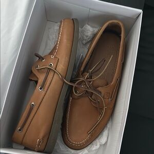 Sperry Tan Boat Shoes with Moccasin Construction